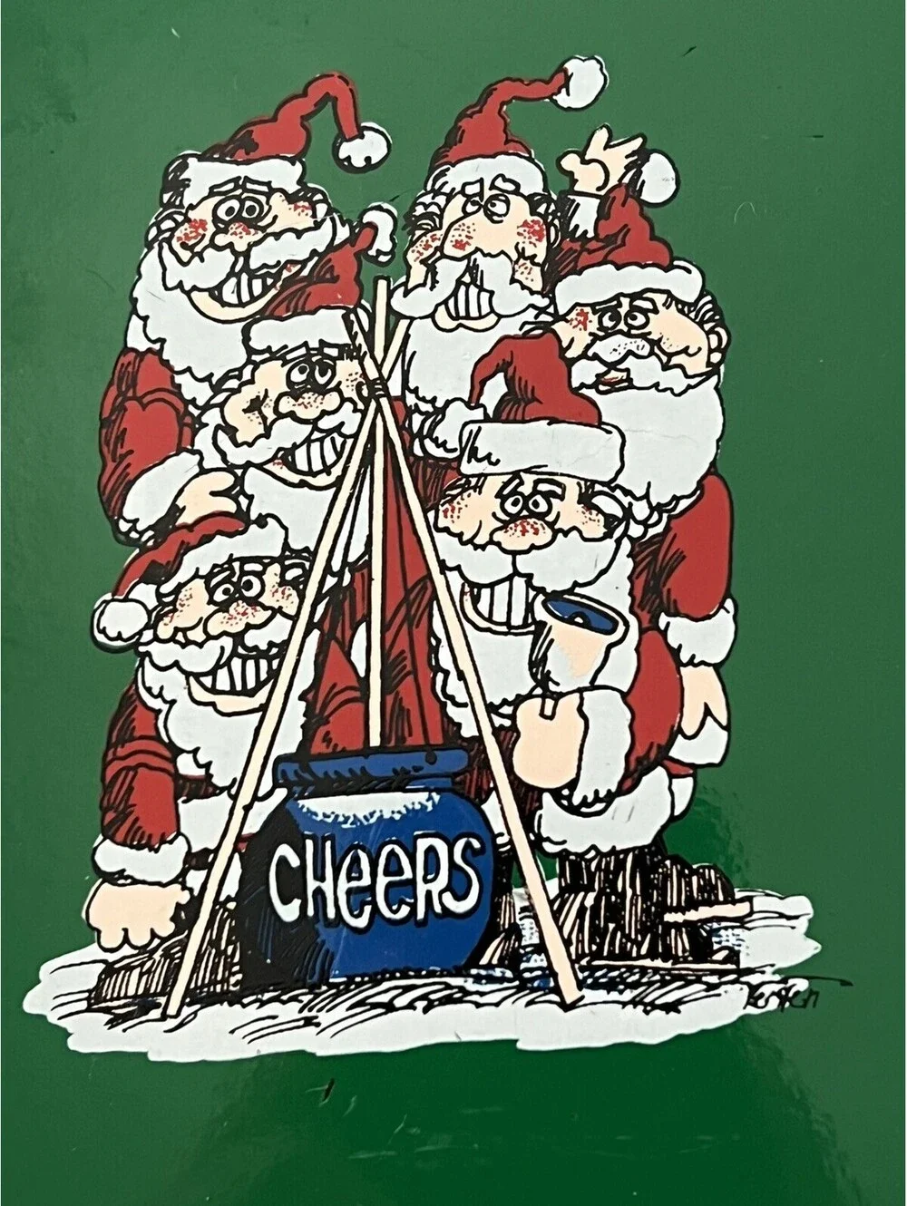 Vintage 1979 Enesco Kersten Brothers Happy Holidays Santa Metal Tray Japan